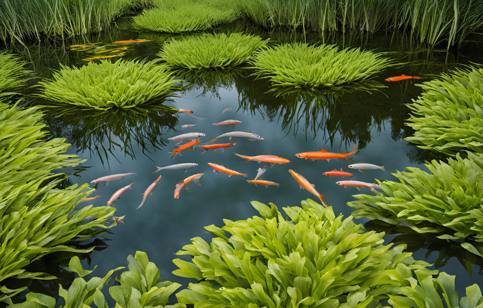 what do fish eat in a natural pond